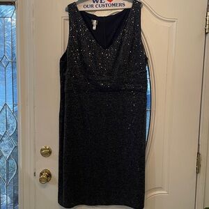 Muse gray sequined dress, zip up dress & v neck front. Lined
